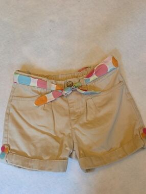 Gymboree Beige Bermuda Shorts with Polka Dot Tie Belt